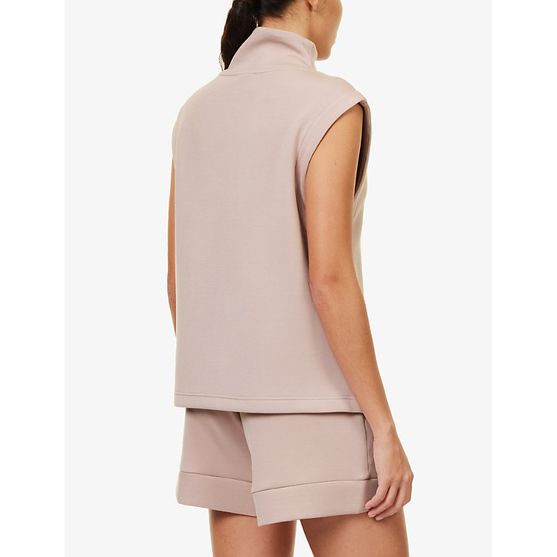 Womens Ice Mauve Magnolia Half-zip Relaxed-fit Stretch-woven top S