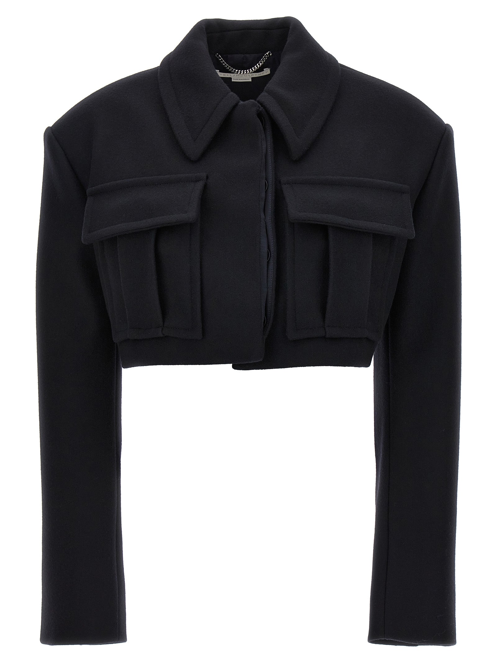 Cropped Wool Jacket — Black