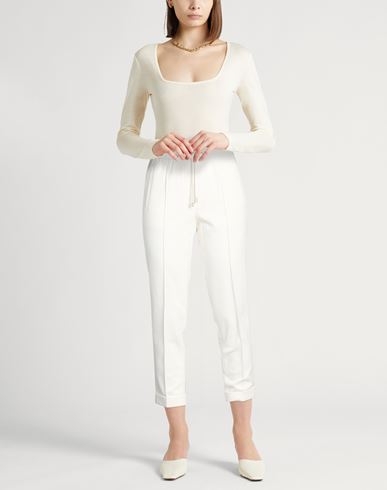 Easy Woman Pants Ivory Size 6 Cotton, Polyamide
