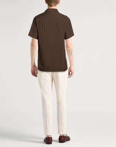Man Shirt Dark brown Size L Cotton, Polyamide