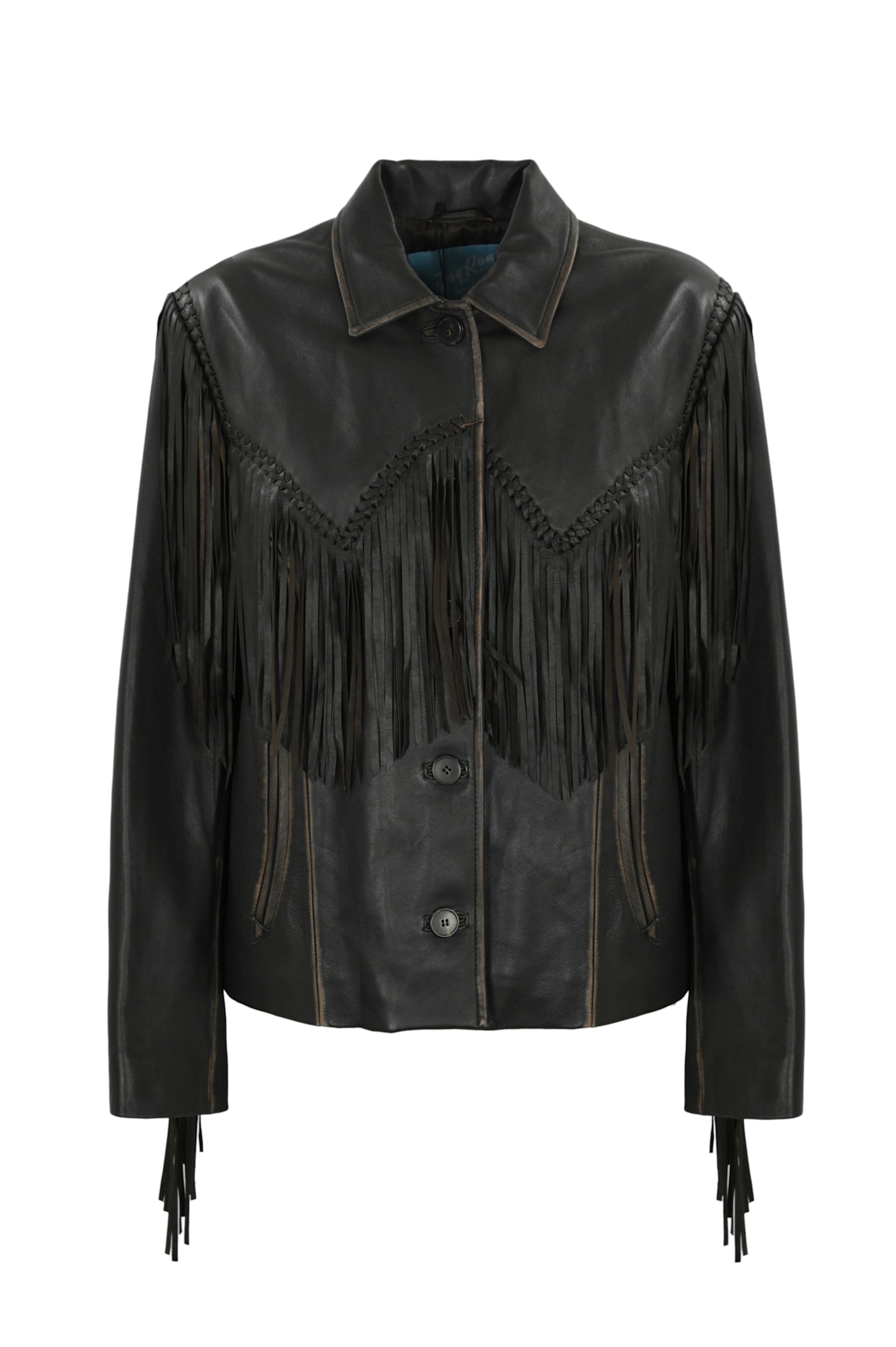 Eracle Leather Effect Jacket With Fringes