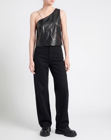 Woman Top Black Size 8 Polyurethane, Cotton
