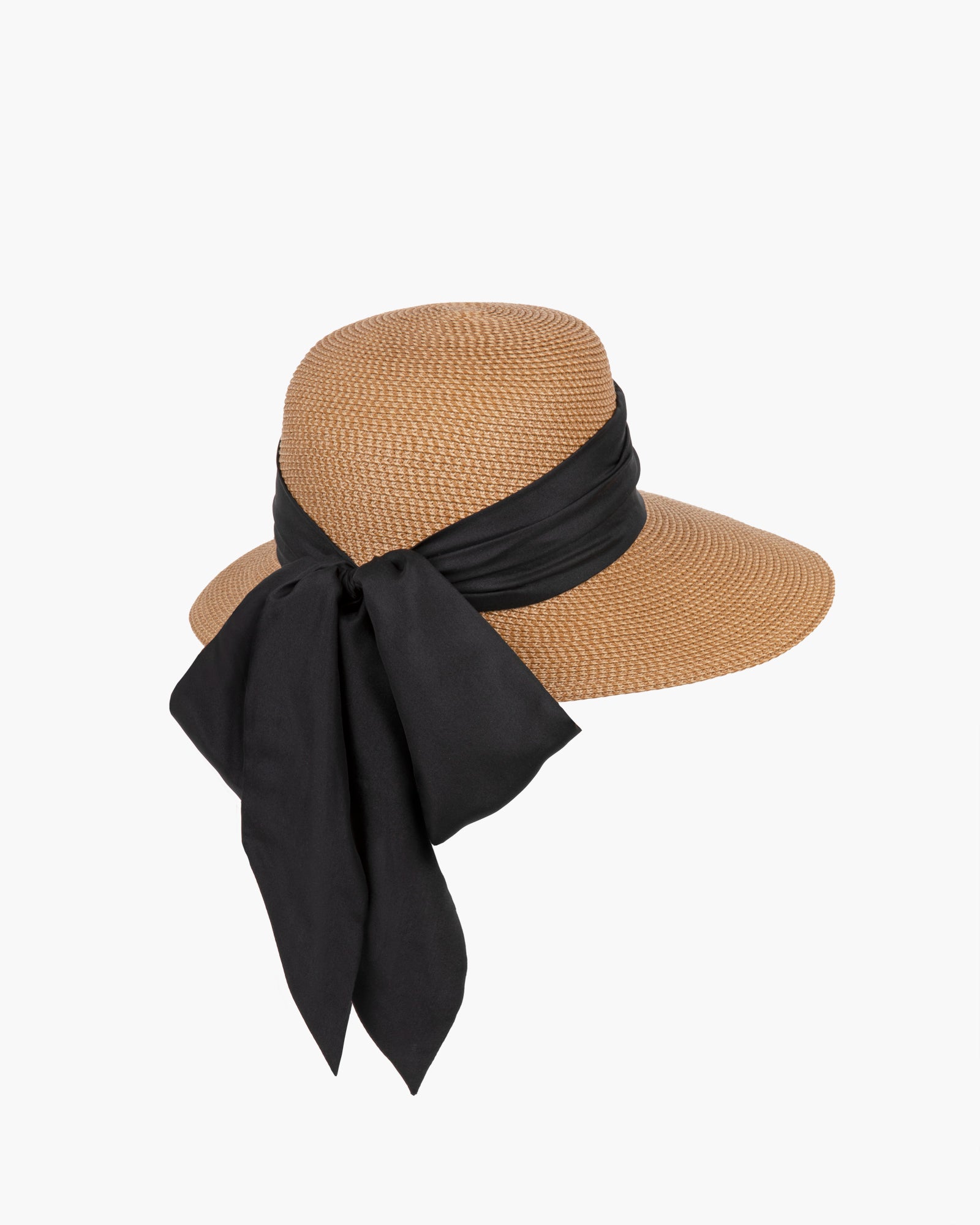 Loulou Women's Raffia Straw Sun Hat with Silk Drape and Bow for Women