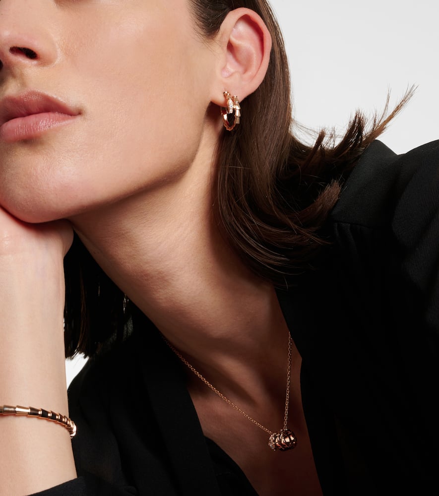 Bvlgari Serpenti Viper 18kt rose gold hoop earrings with diamonds