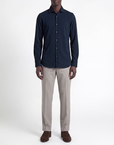 Man Shirt Navy Size 4XL Cotton, Elastane