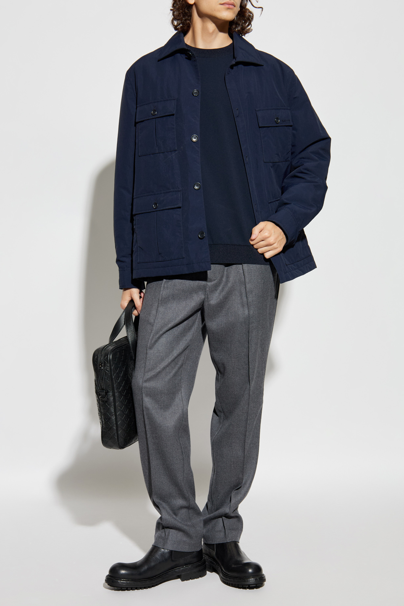 Sweatshirt With A Crew Neck, Men's, Navy Blue