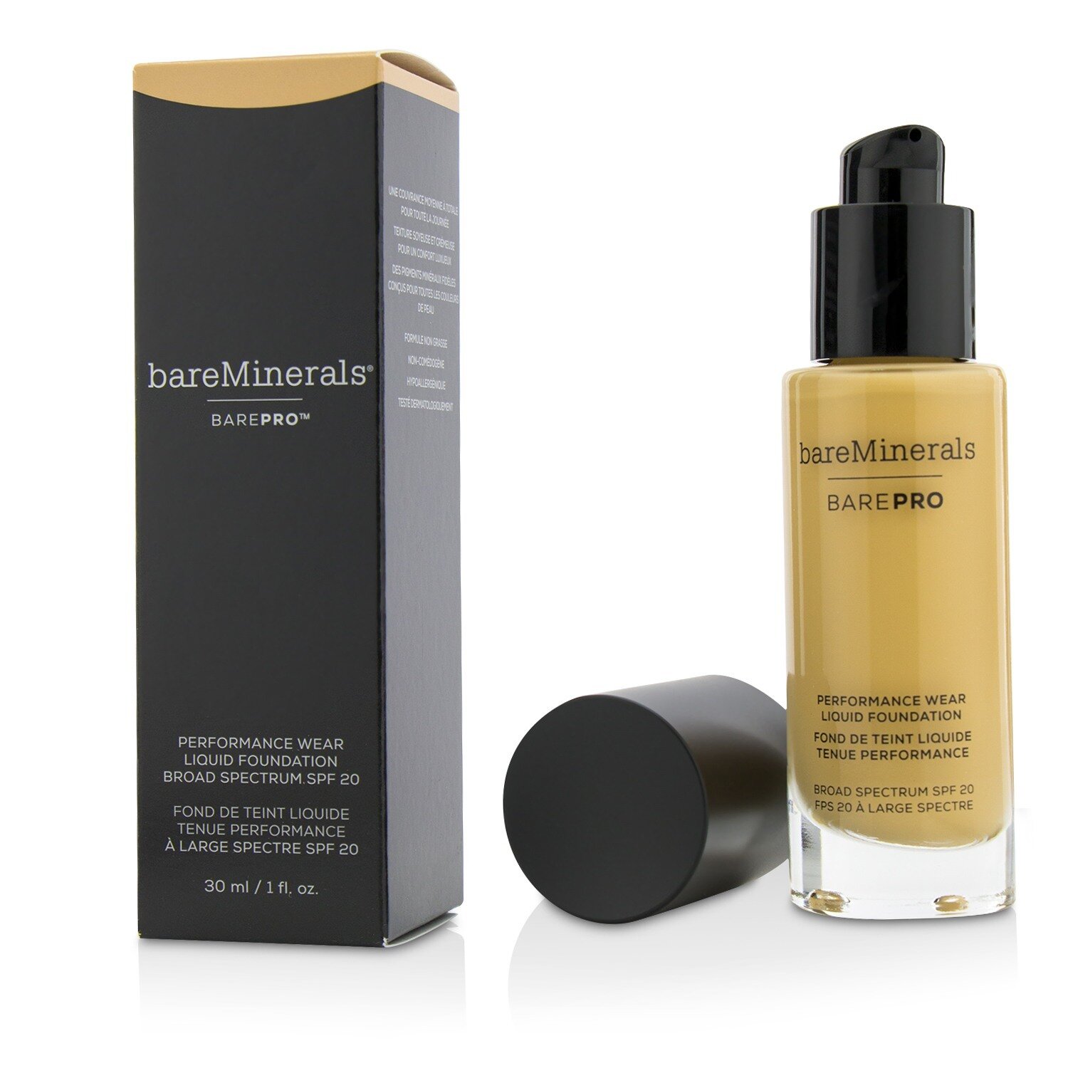 BAREPRO Performance Wear Liquid Foundation Broad Spectrum SPF 20 - Sandstone 16 for medium warm skin w/ yellow undertone