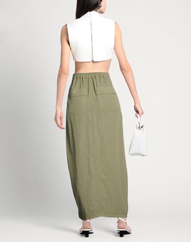 Woman Maxi skirt Military green Size M Linen, Polyamide