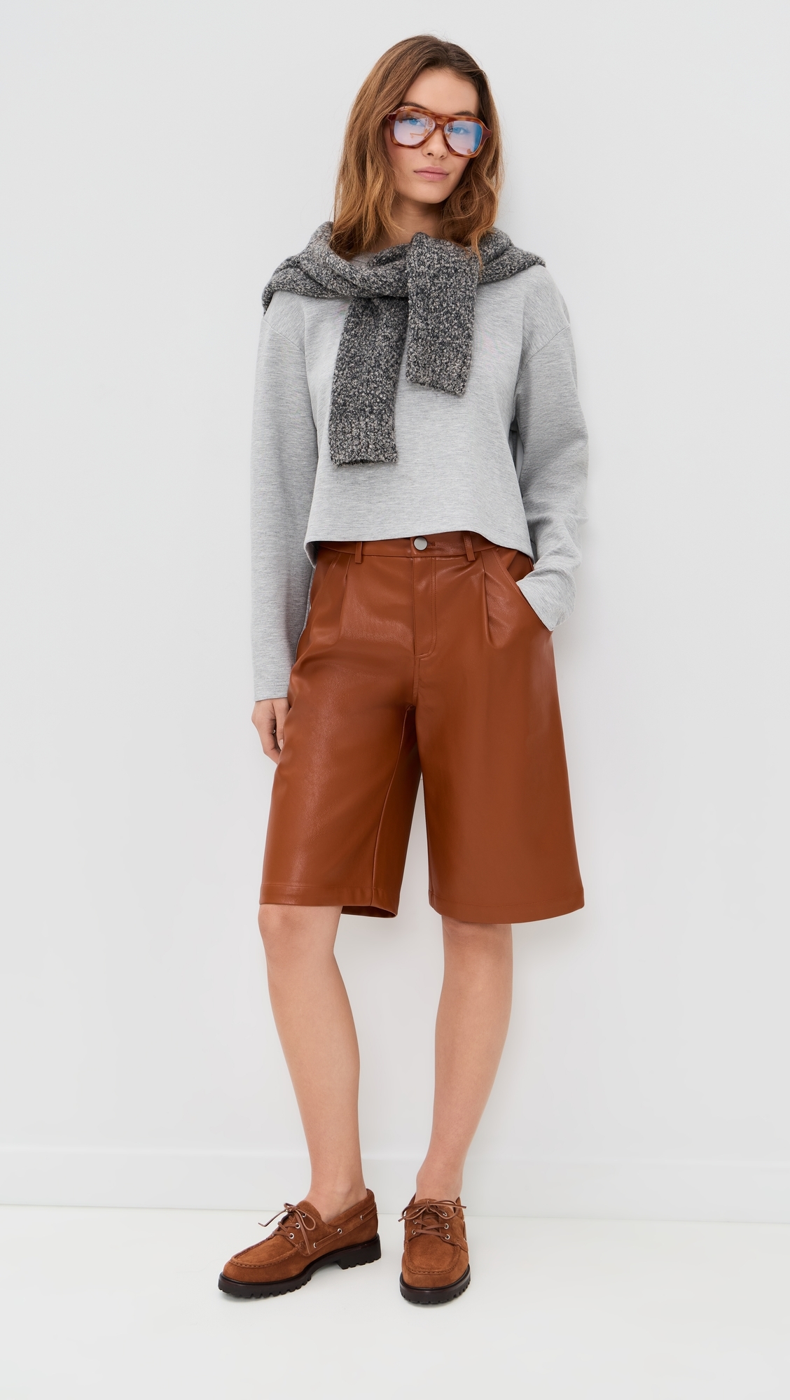 Jade Faux Leather Shorts Cognac