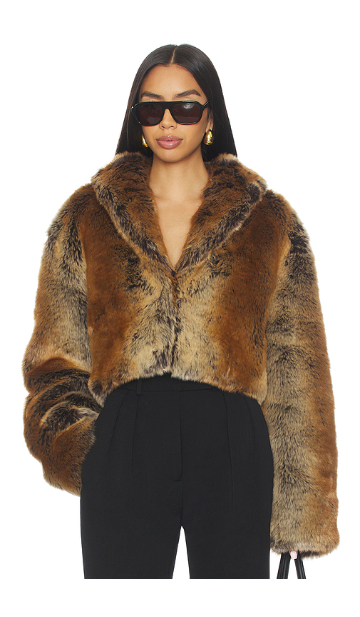 Lovers and Friends Cropped Ernie Coat in Brown. - XXS also in L, M, S