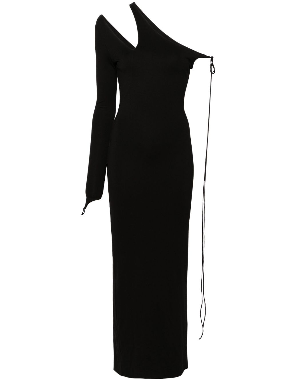 One-sleeve jersey maxi dress - Black