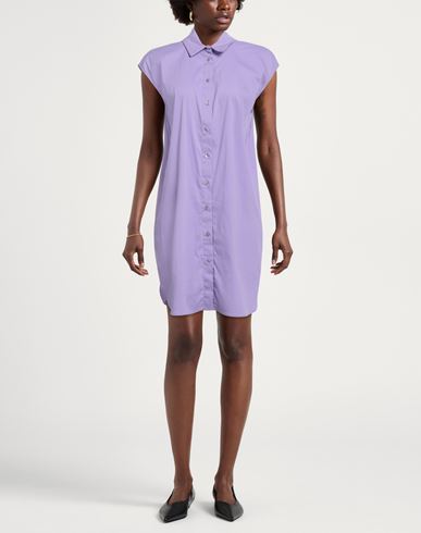 Woman Mini dress Lilac Size 4 Cotton, Polyamide, Elastane