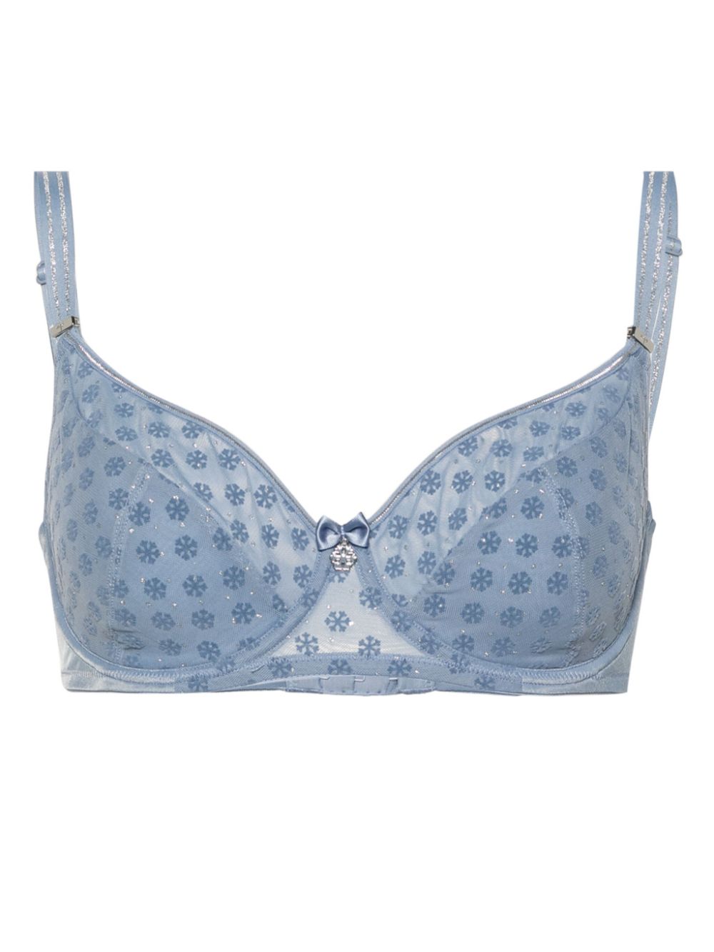 Snowflake crystal tulle bra - Blue