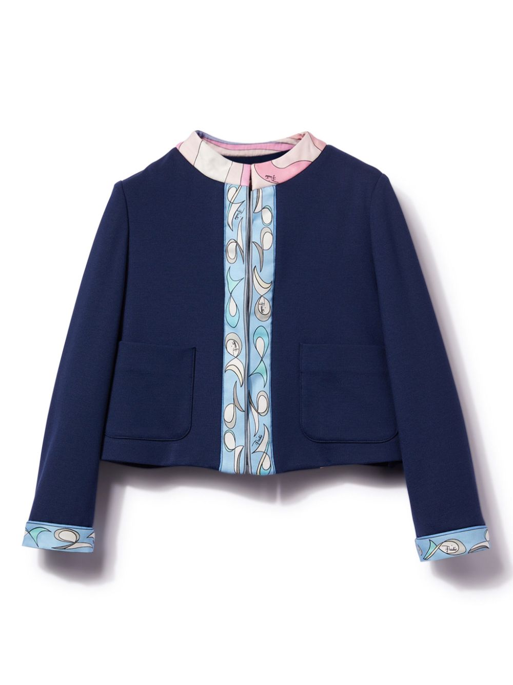 Pesci-print round-neck jacket - Blue