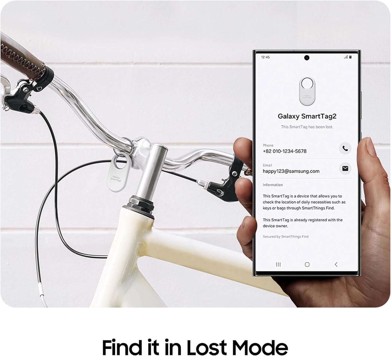 Samsung Galaxy SmartTag2 Bluetooth Tracker 4 Pack Compass View AR/Find Lost Mode in White