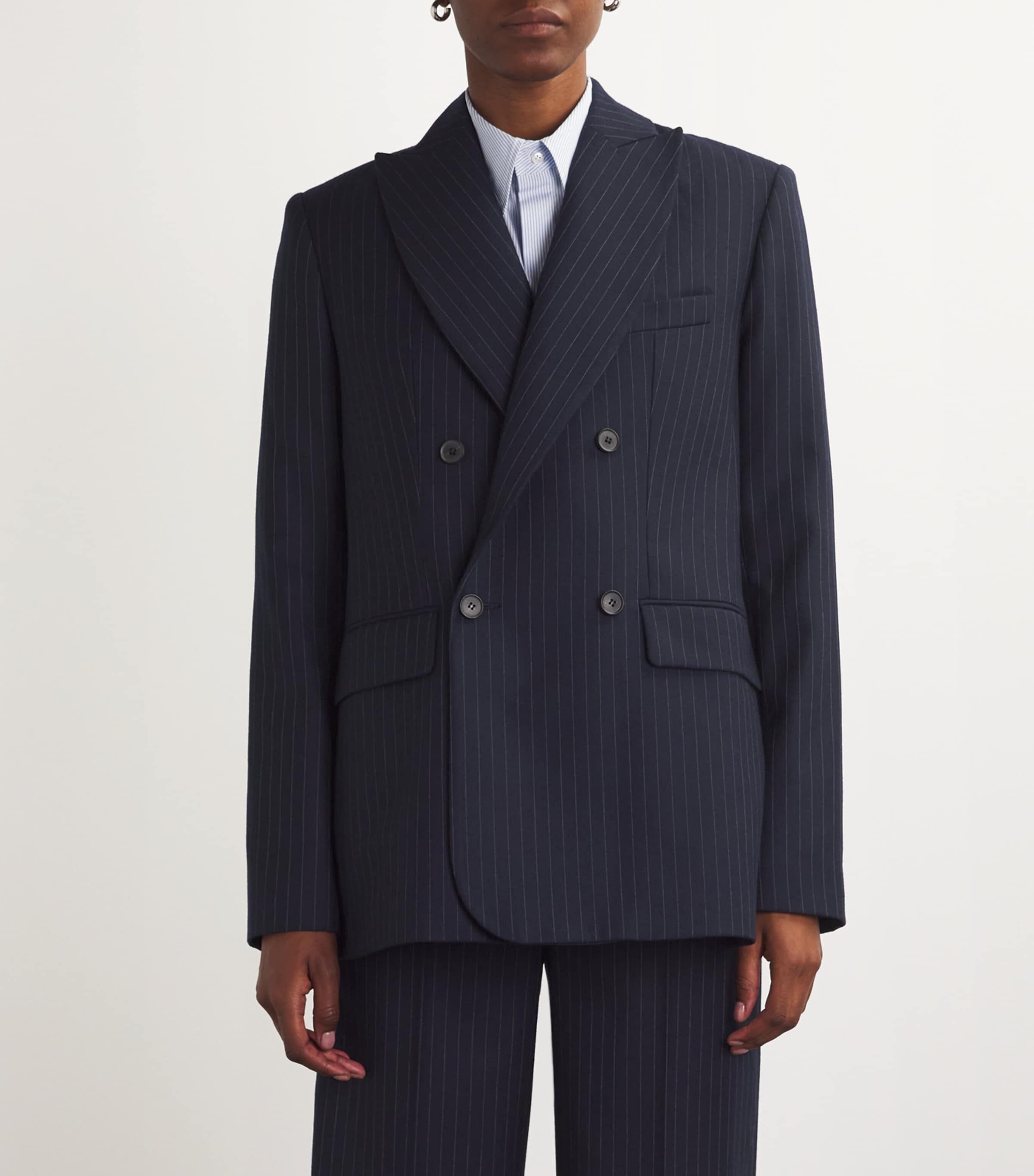 Pinstripe Double-Breasted Blazer