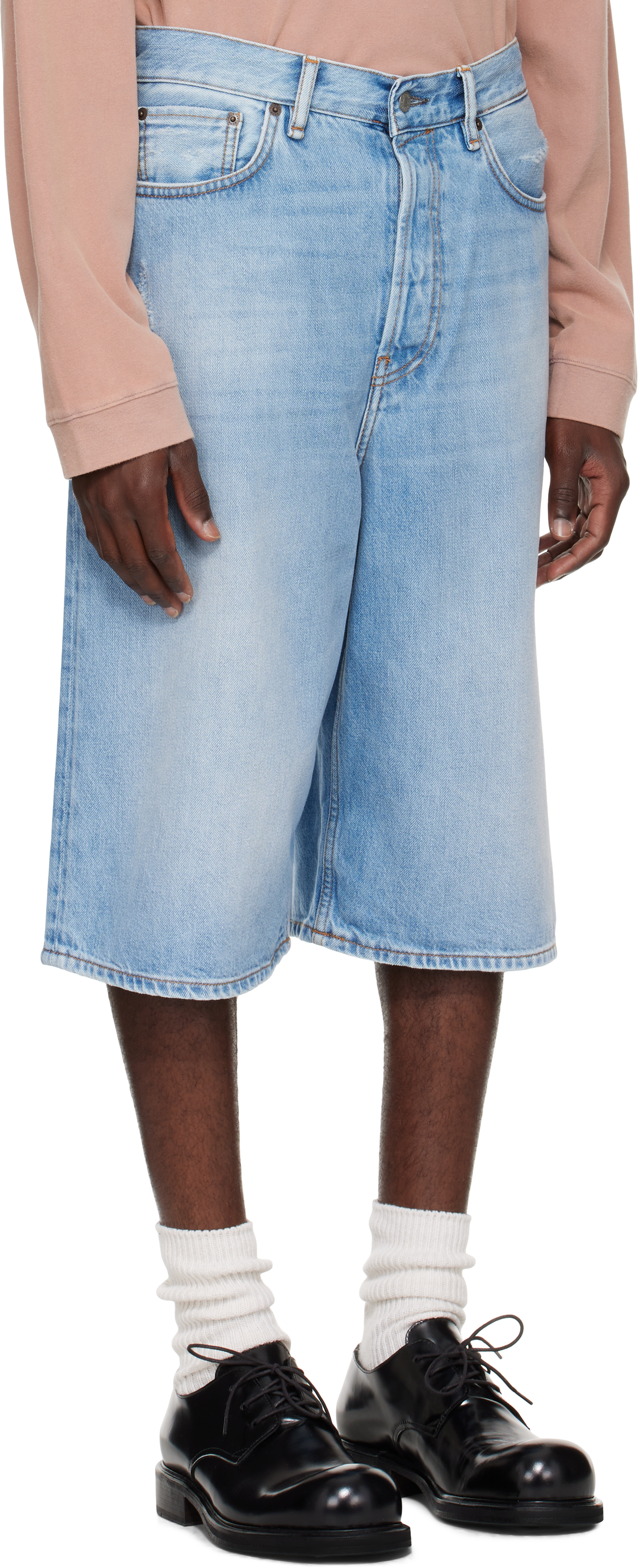 Blue Loose-Fit Denim Shorts