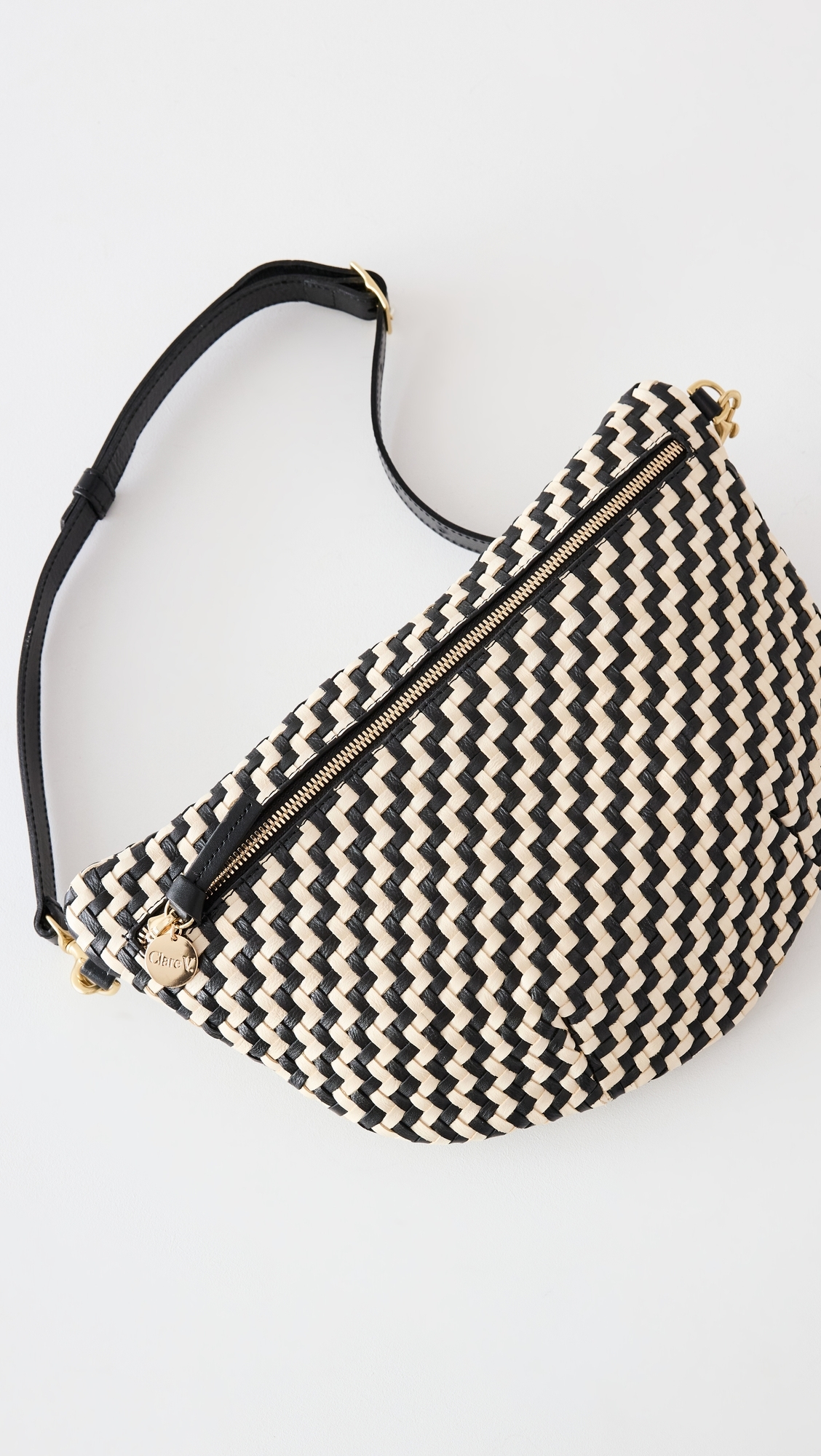 Grande Fanny Bag Black & Cream Woven Zig-Zag One Size