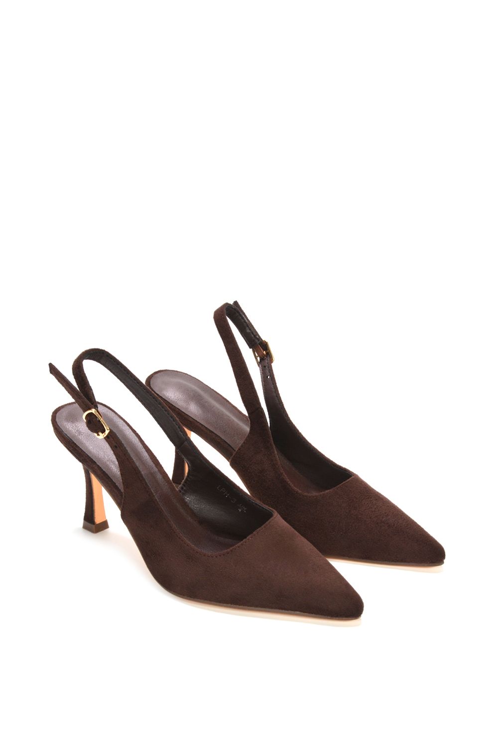 XY London Women's 'Valerie' Stiletto High Heel Closed Toe Slingback Court Shoes in Brown