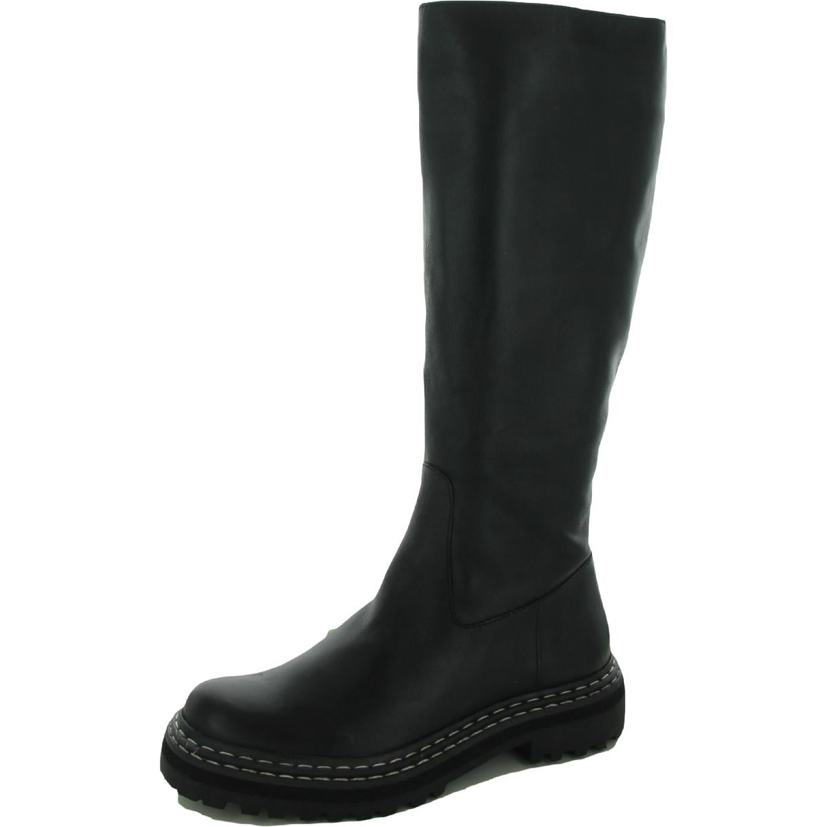 Phrancie Womens Zipper Leather Knee-High Boots