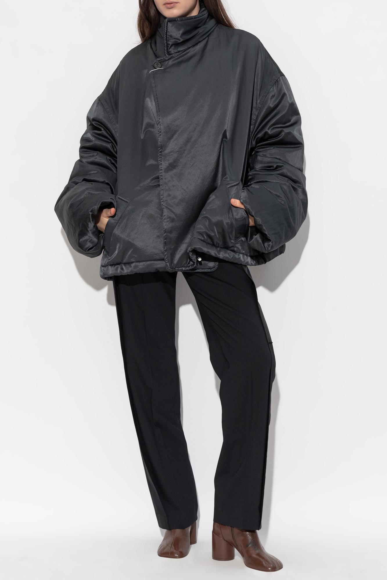 Insulated Jacket With Stand-up Collar, Women's, Grey