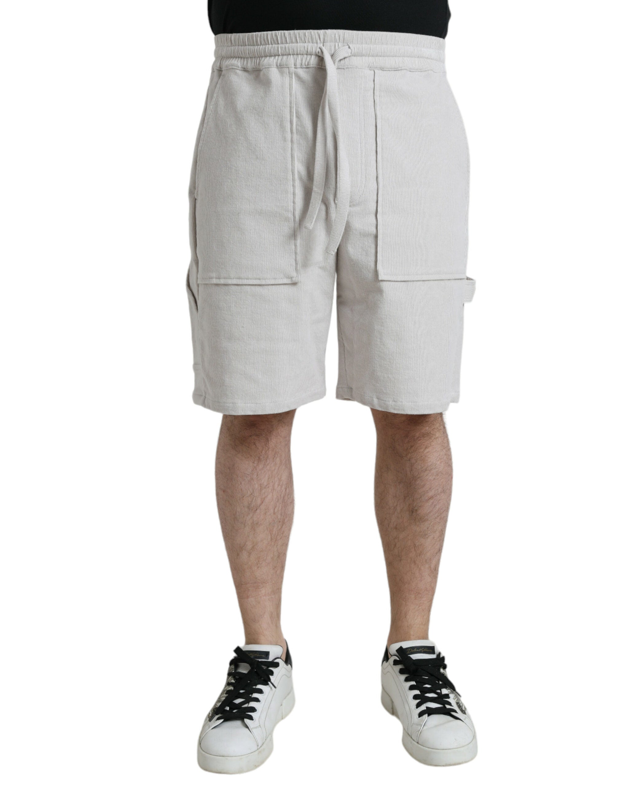 Cotton Corduroy Bermuda Shorts — Beige