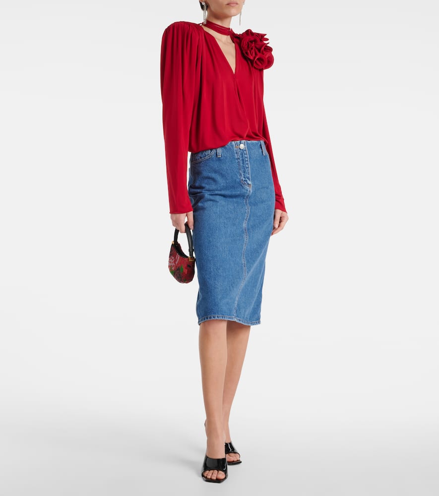 Denim midi skirt