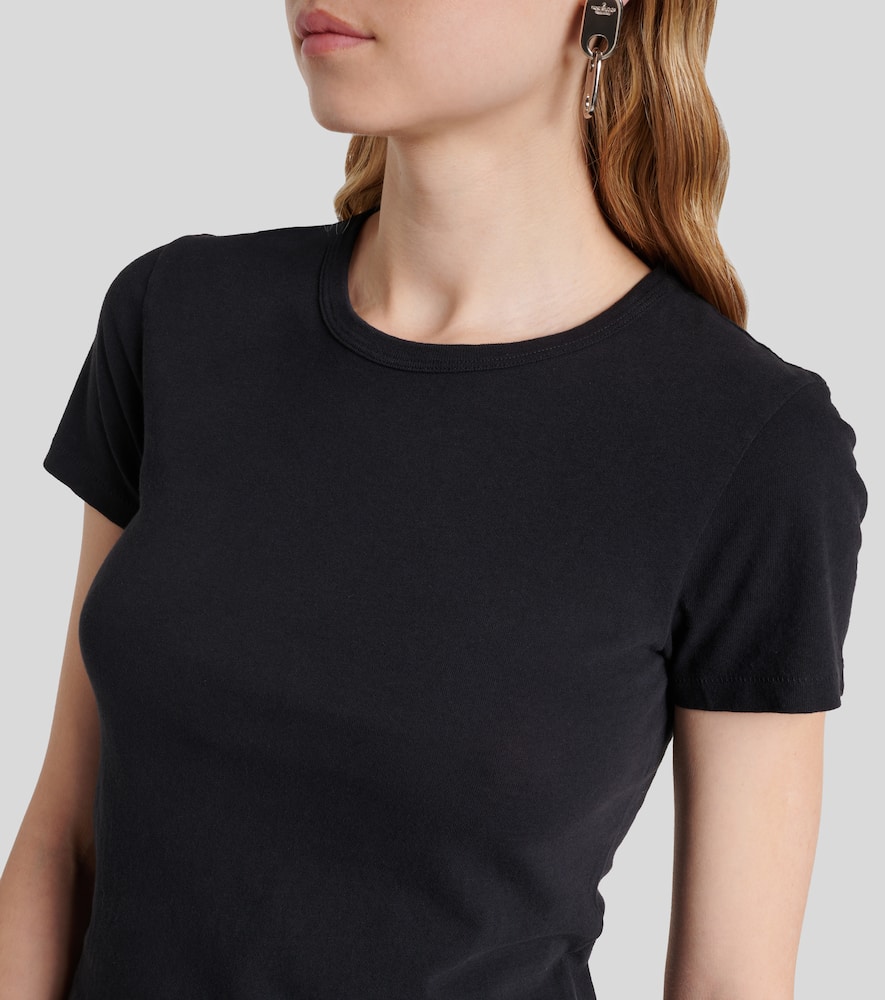 Cropped cotton jersey T-shirt
