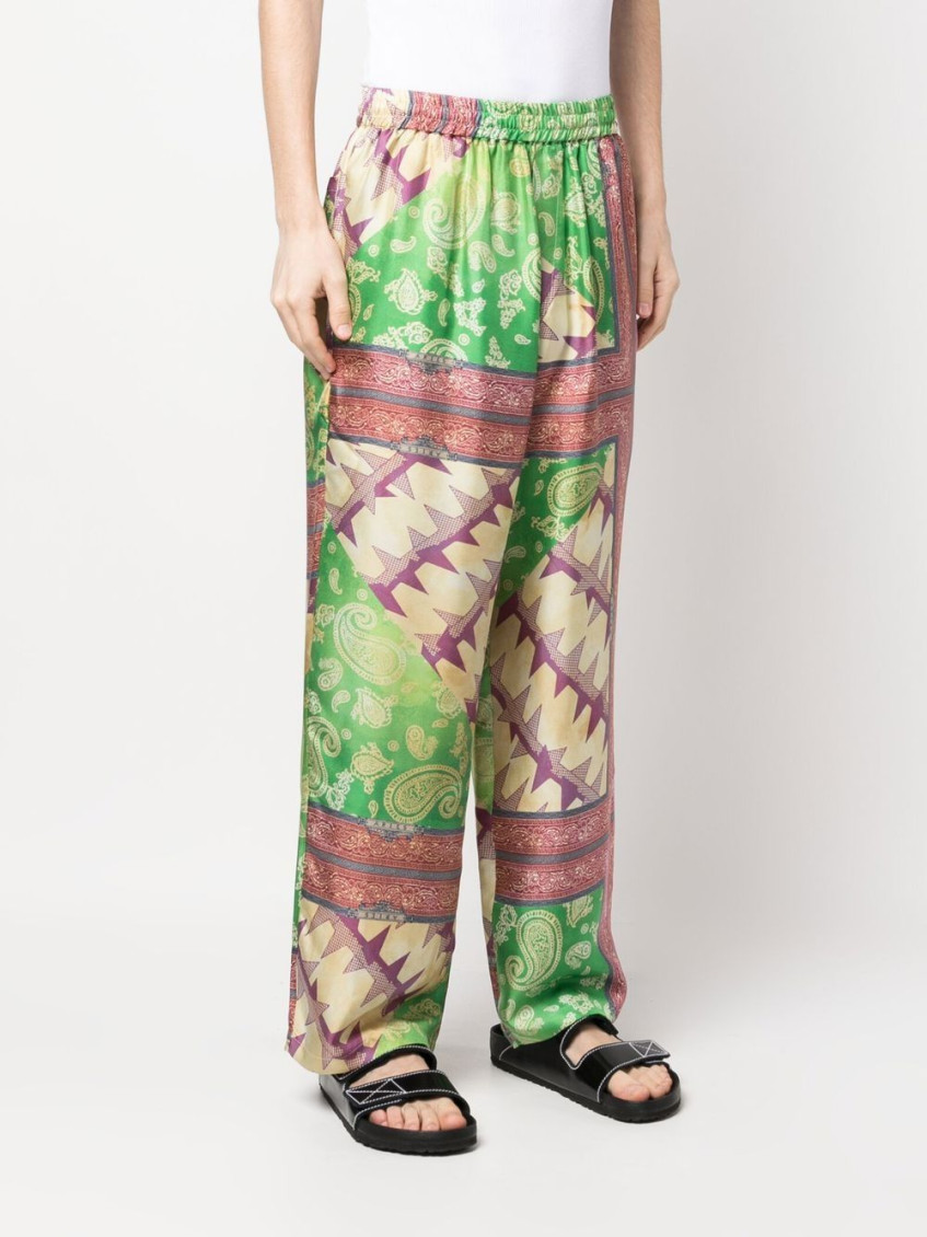 Scarf Print Sil Slacker Pants