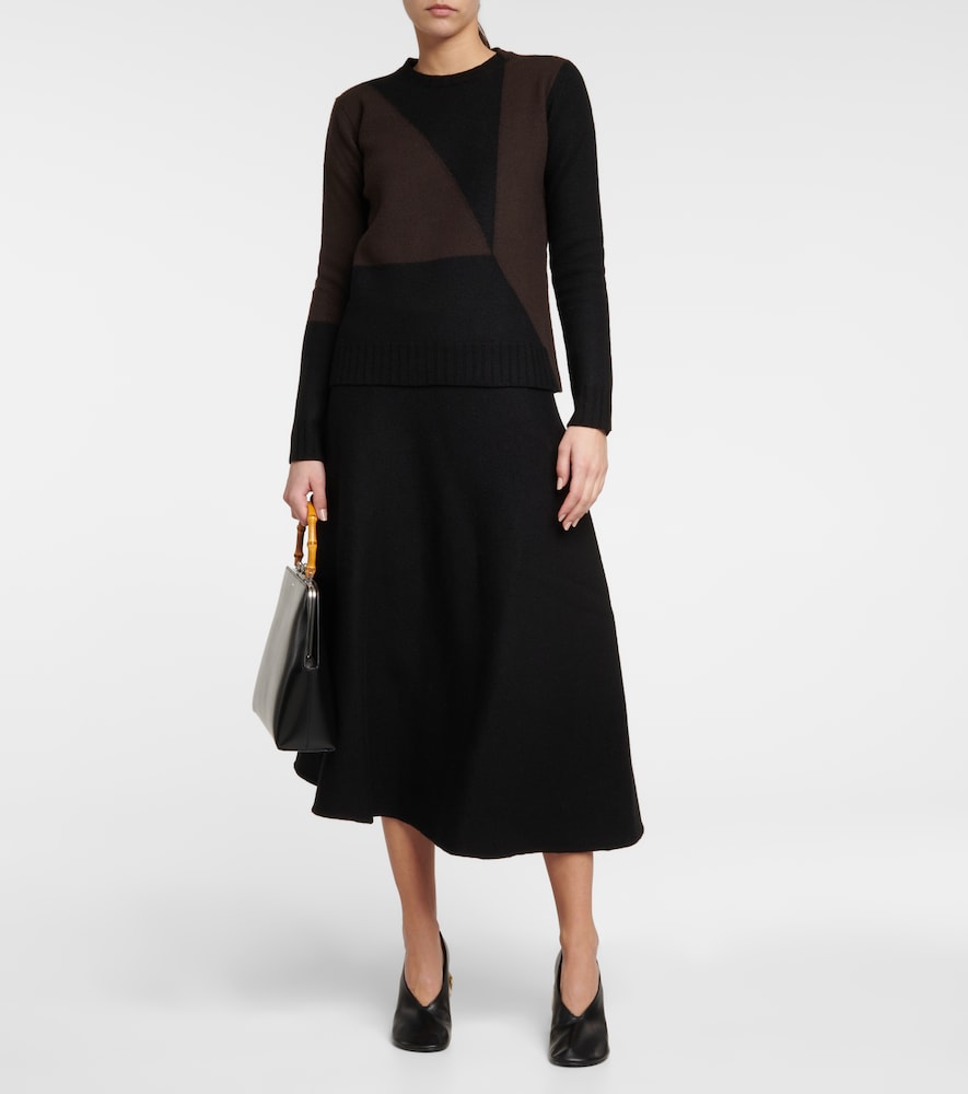 Virgin wool midi skirt