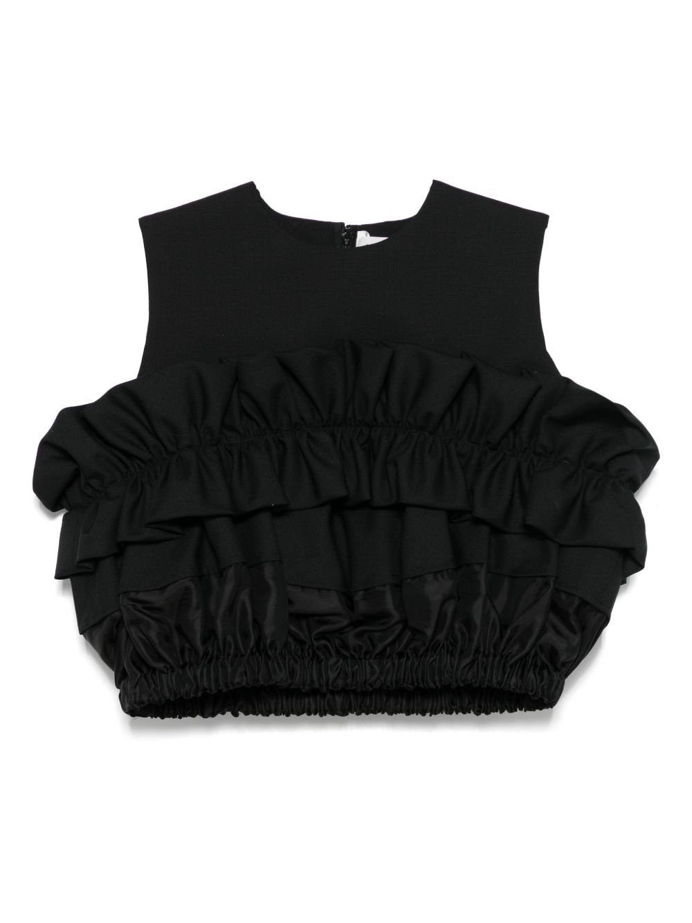 Noir Kei Ninomiya ruffle-detail crop top - Black