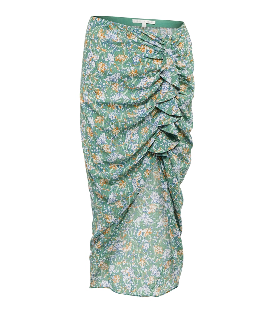 Veronica Beard Hazel floral asymmetric midi skirt