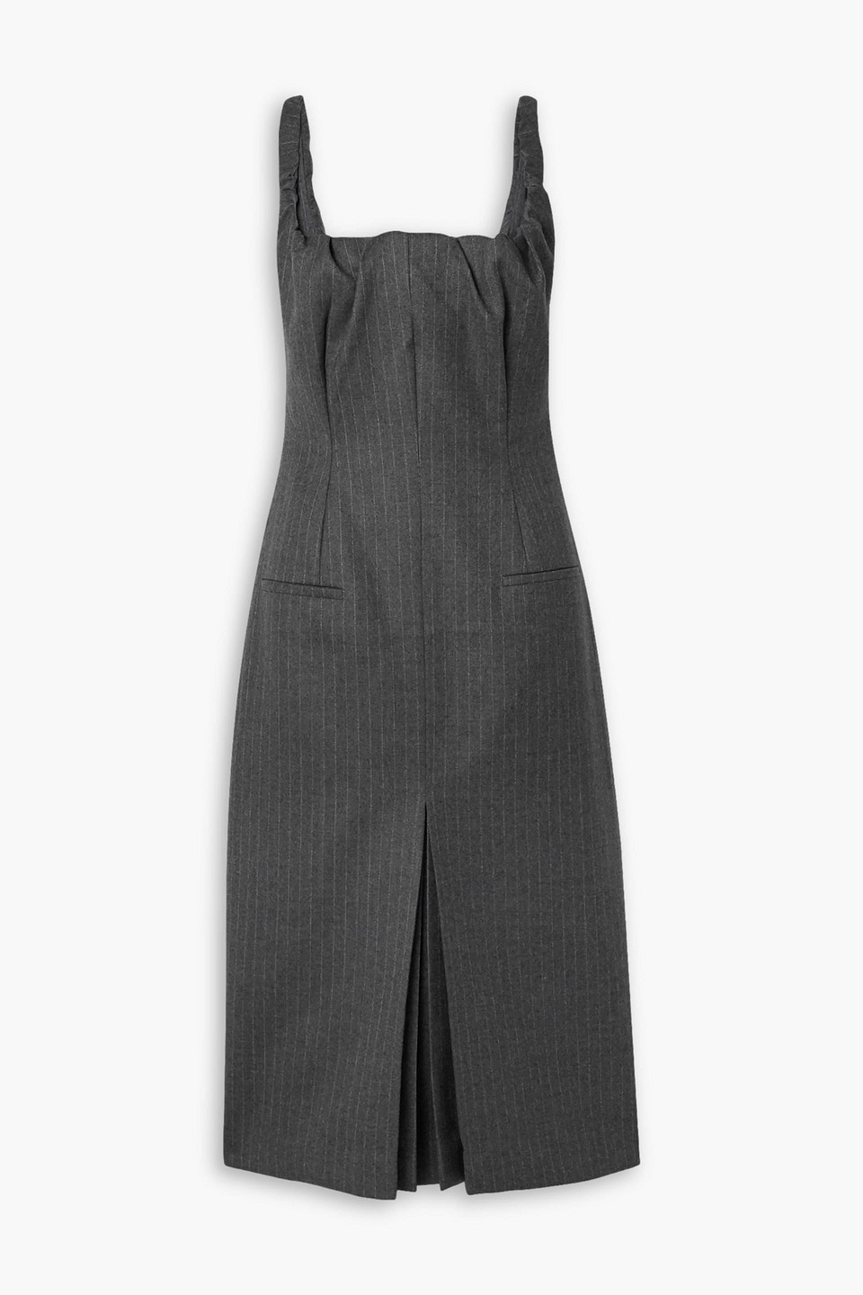 Commission - Pinstriped wool-blend midi dress - Gray - US 2