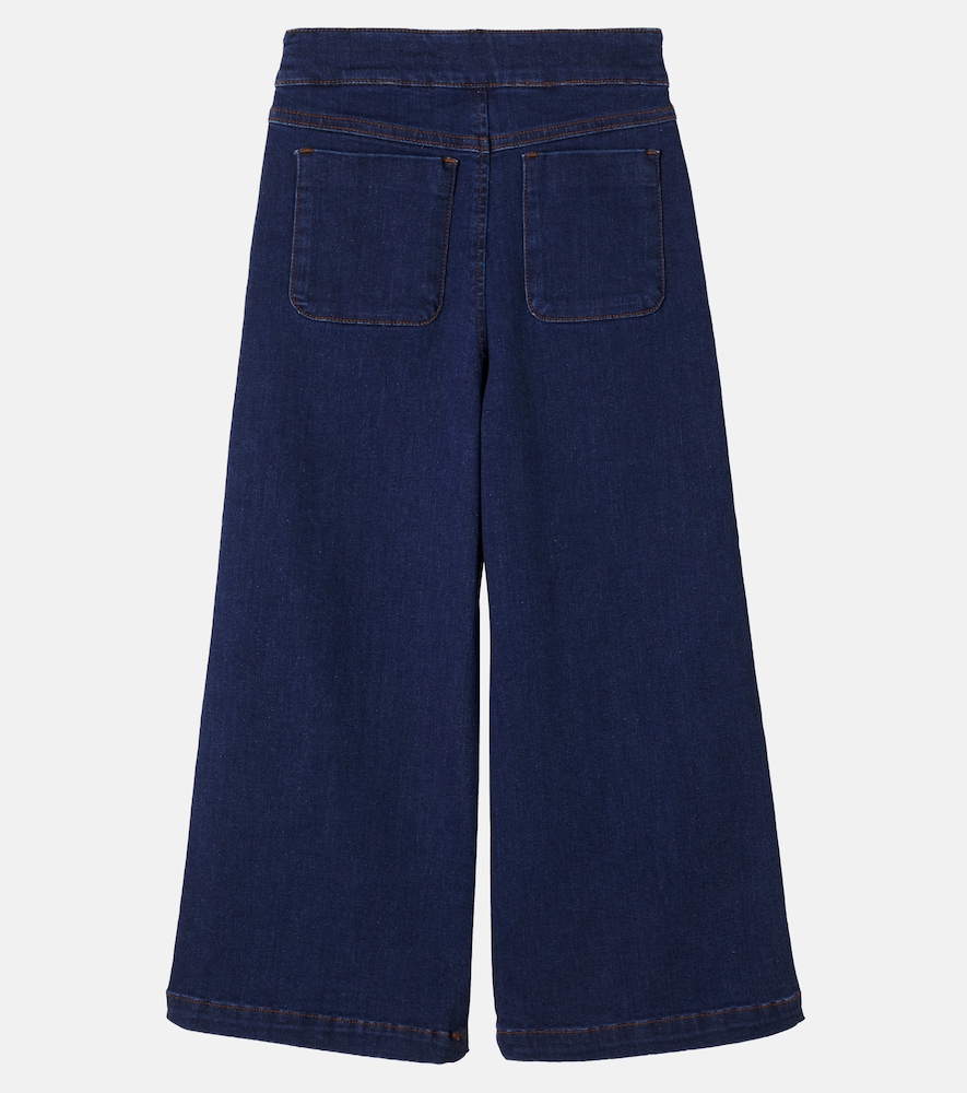 Scalloped wide-leg jeans