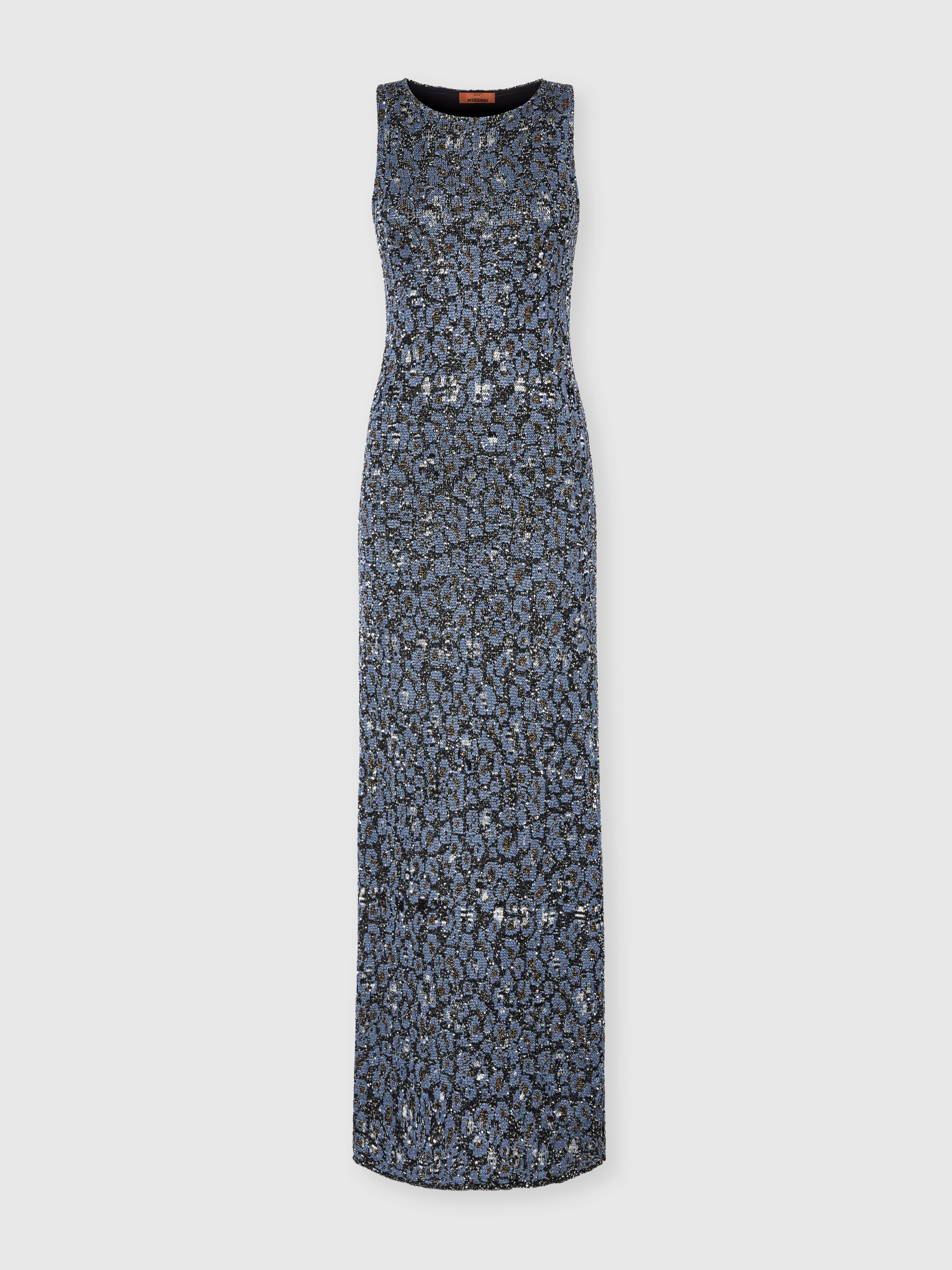 Missoni - Vestido largo con cuello «halter» de punto «jacquard» animal, Mujer, Multicolor