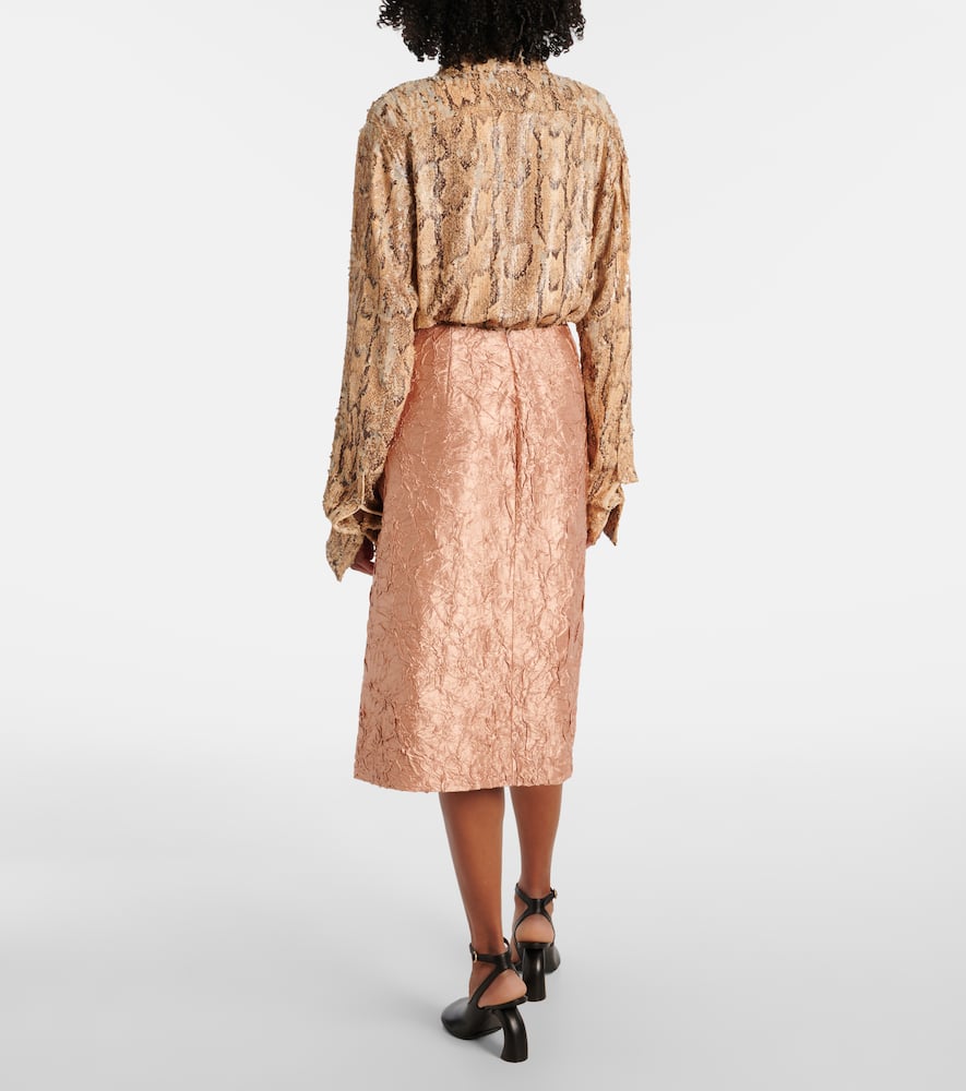 Lamé midi skirt