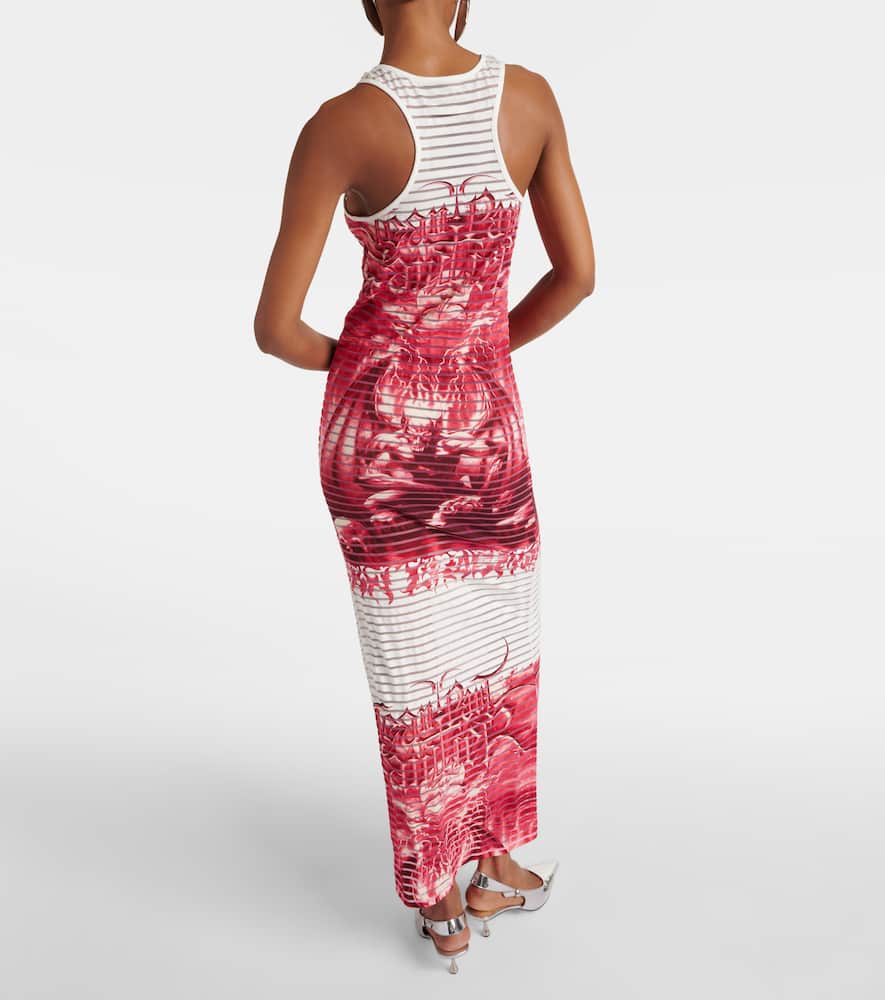 Striped printed cotton-blend jersey maxi dress