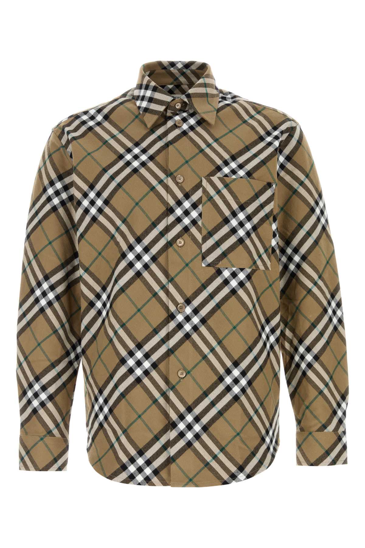 Plaid Cotton Shirt — Beige