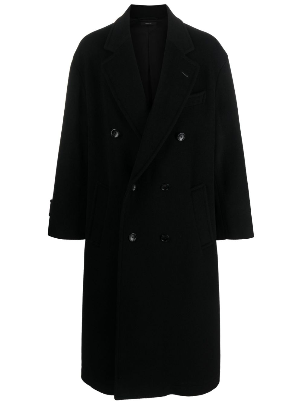 Double-breasted wool coat - Black