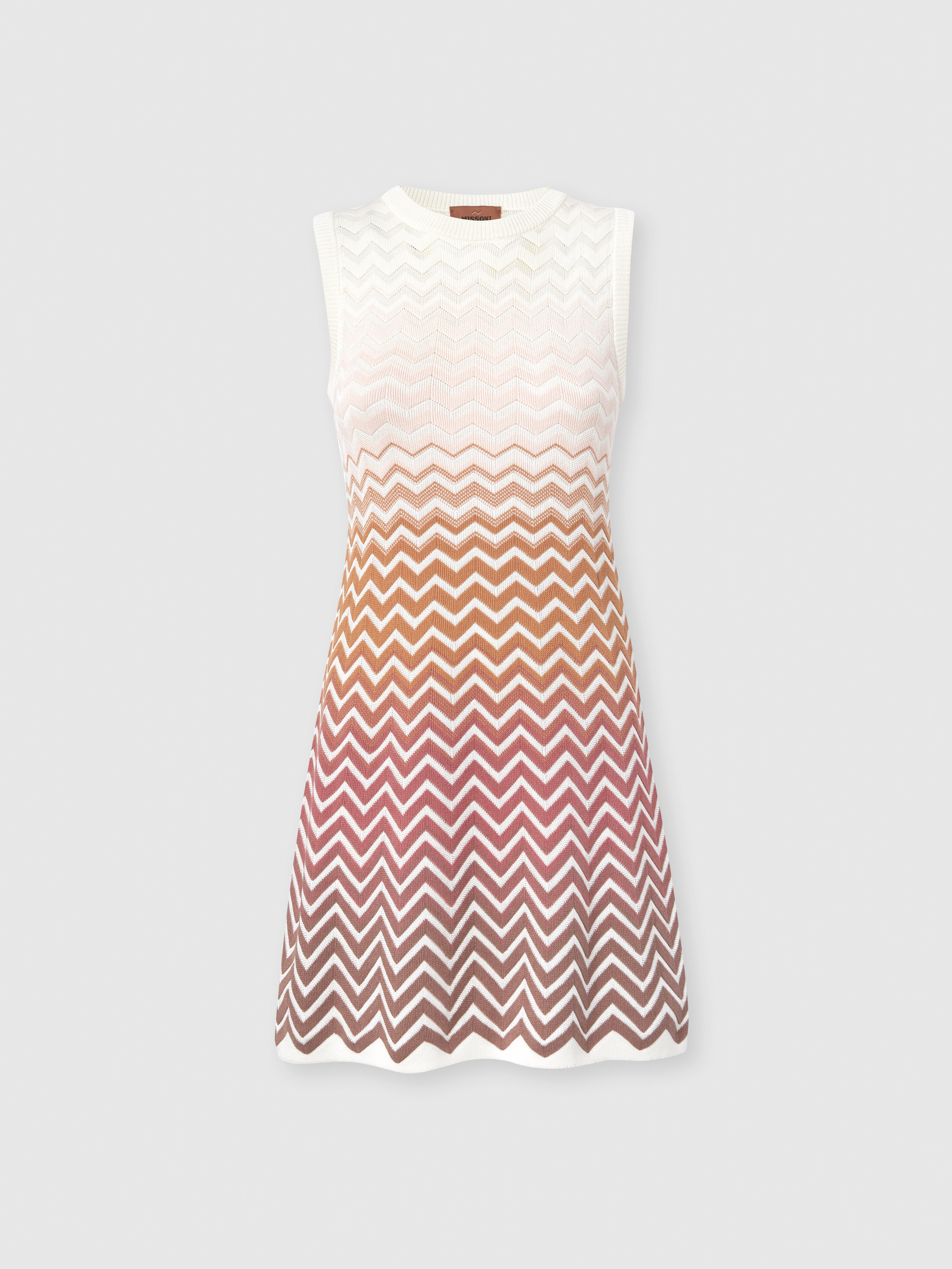 Missoni - Sleeveless Chevron Dégradé Cotton and Viscose Mini Dress, Women, Pink & Rust
