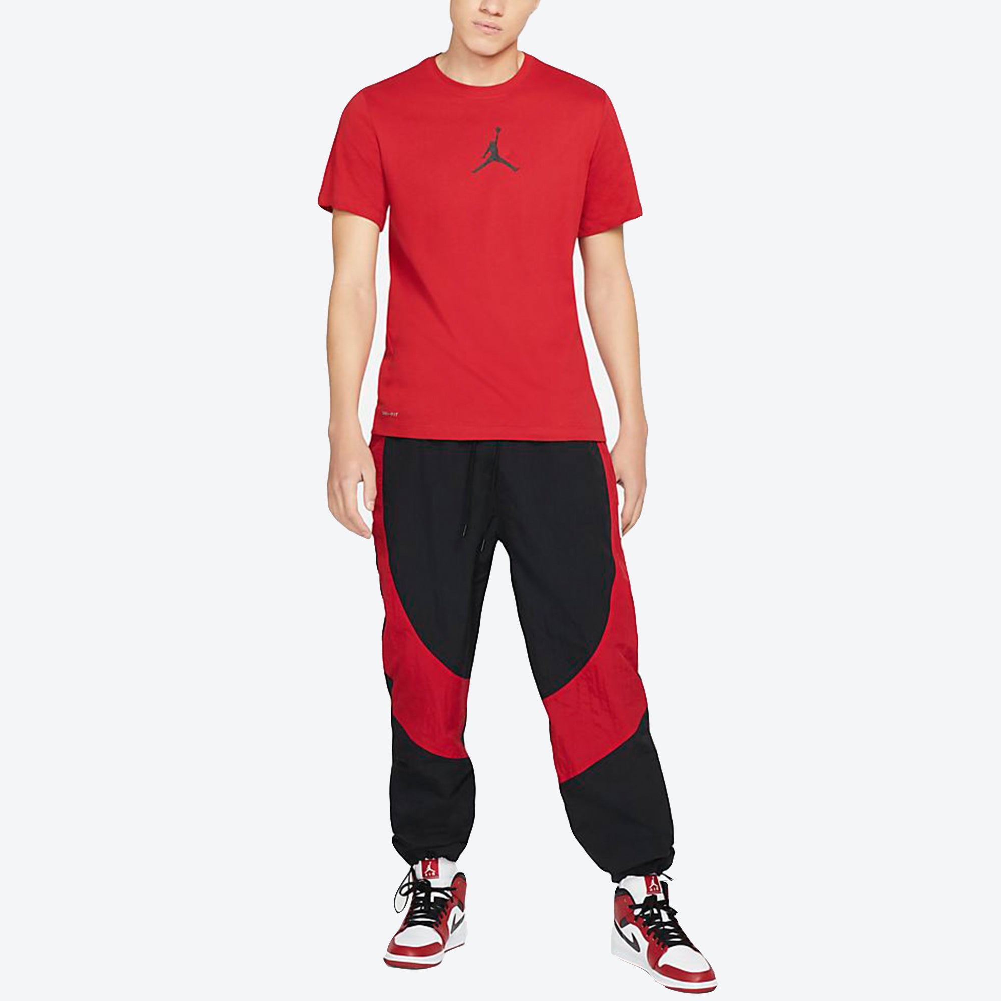 Air Jumpman Logo Printing Sports Quick Dry Round Neck Short Sleeve Red