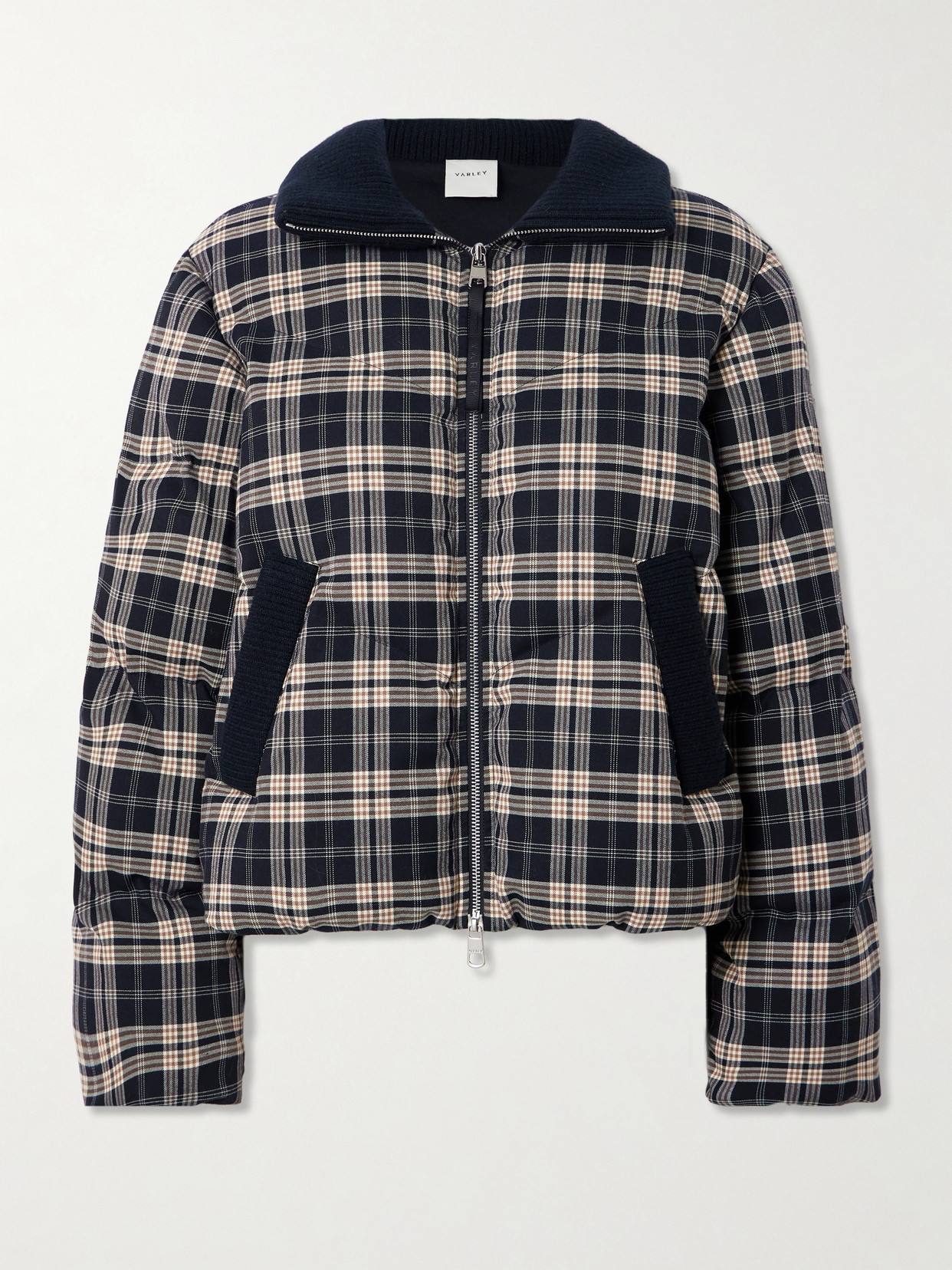 Bryony Ribbed Knit-trimmed Quilted Checked Ski Jacket - Blue