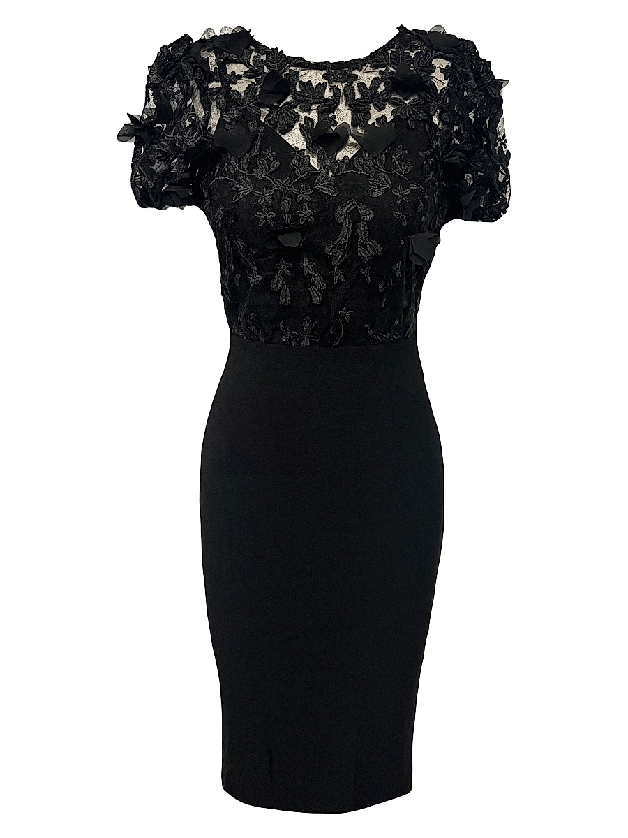 Women's Marianne Embroidered Blouson Mididress - Black