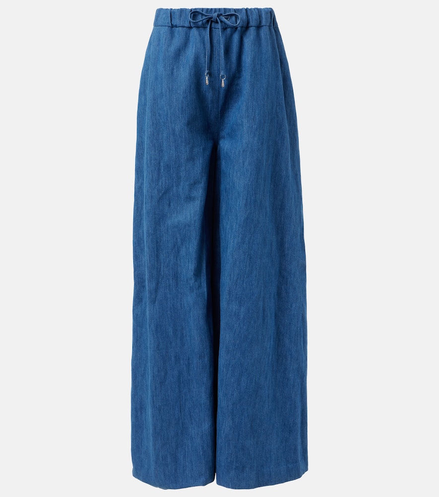 Gelos high-rise cotton and linen wide-leg pants