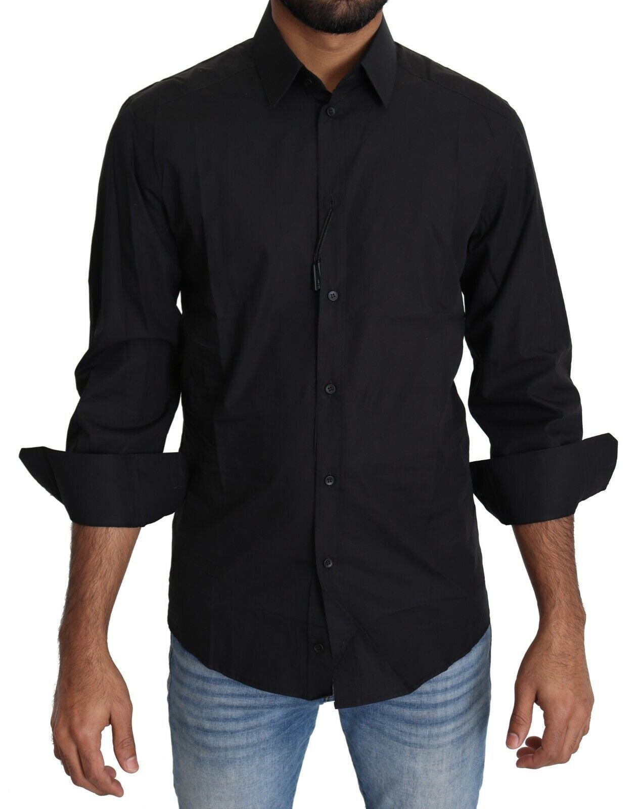 Cotton Formal Dress Shirt — Black