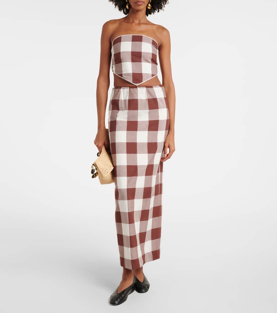 Mira gingham cotton maxi skirt