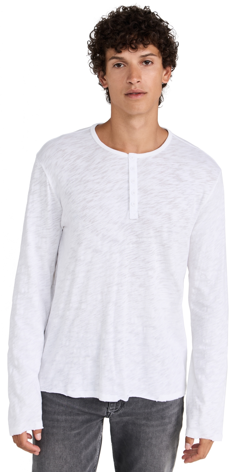 Destroyed Wash Henley White