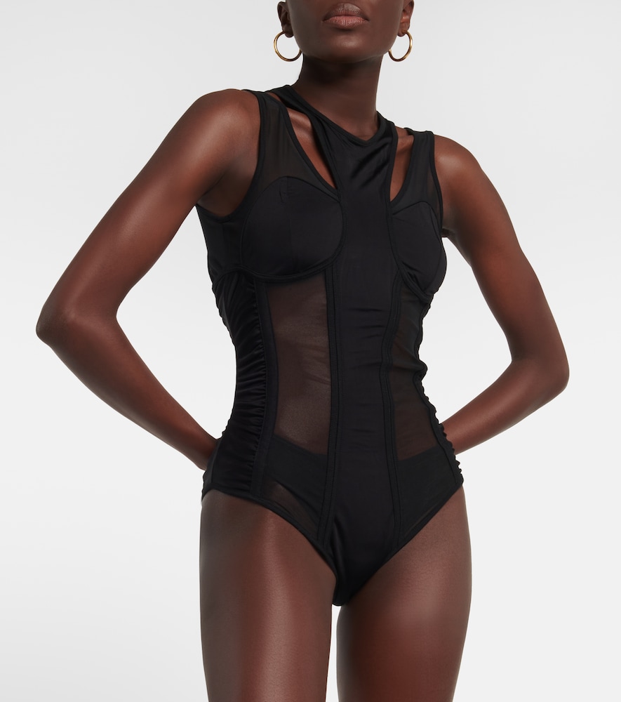 Cutout tulle bodysuit