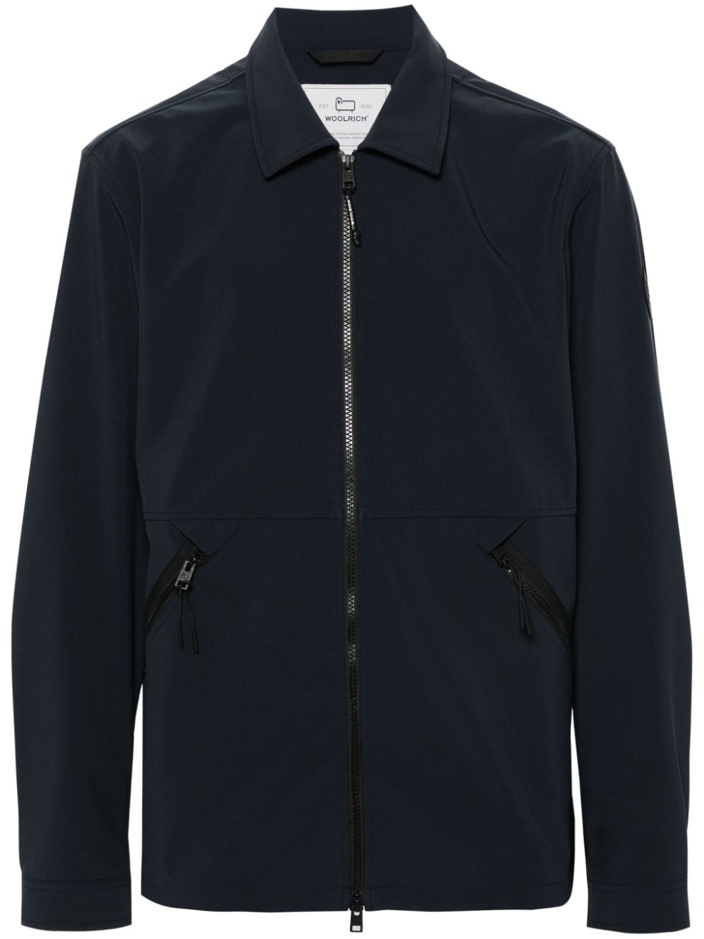 Logo-patch zip-up jacket - Blue