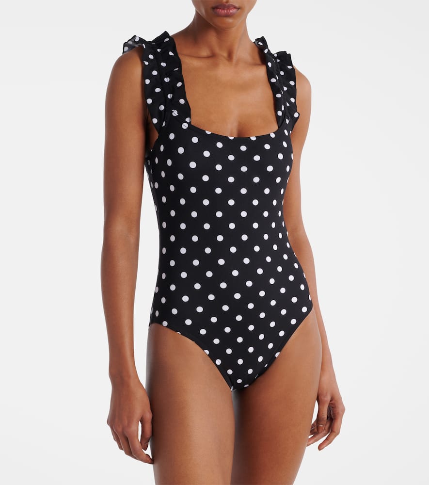 Polka-dot ruffled swimsuit